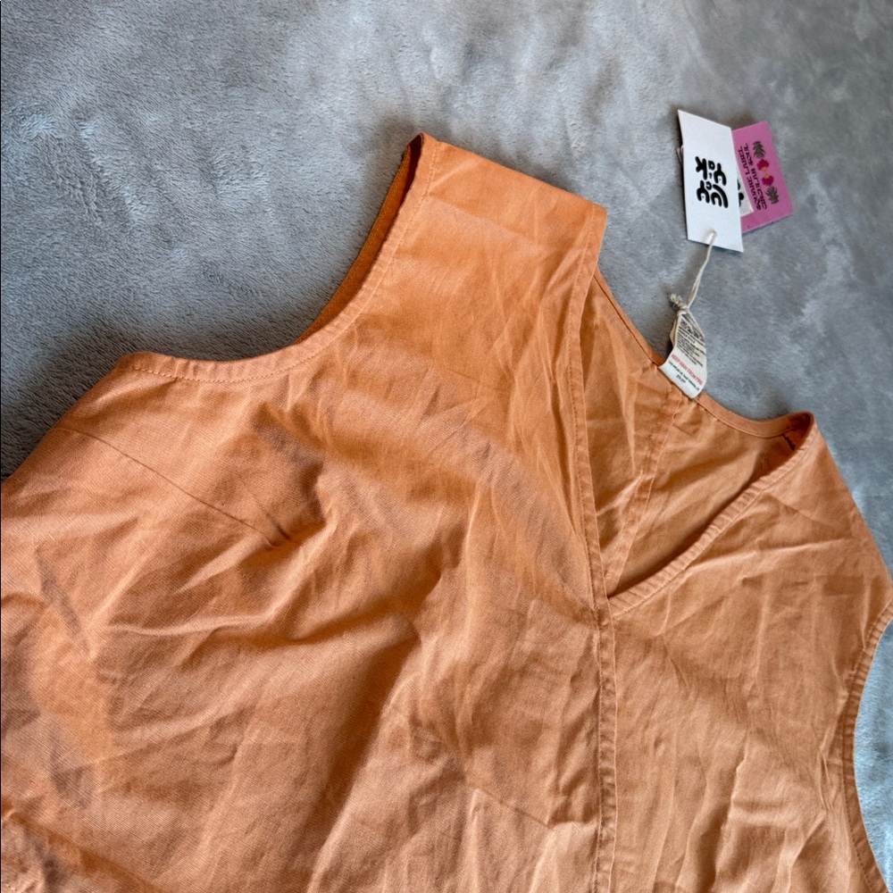 NWT Lucy & Yak Archie V-Neck Top Orange Size UK16 US12 - Picture 2 of 11